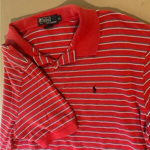 Ralph Lauren Red‎ and White Striped Polo Shirt